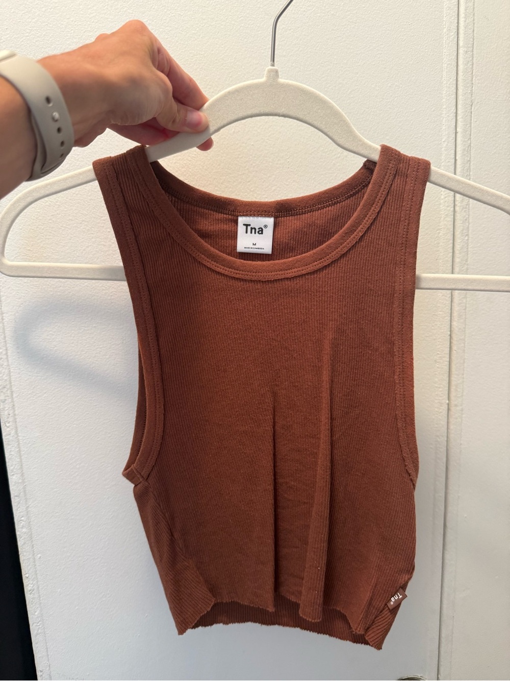 TNA Ribbed Cropped Tank Top - Rust Brown